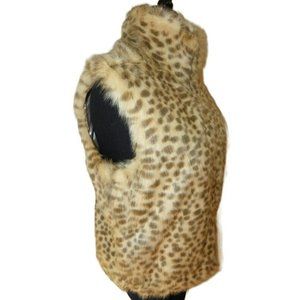 Isabella's Journey Women's Vest Jacket Faux Fur Leopard Print Small Medium New